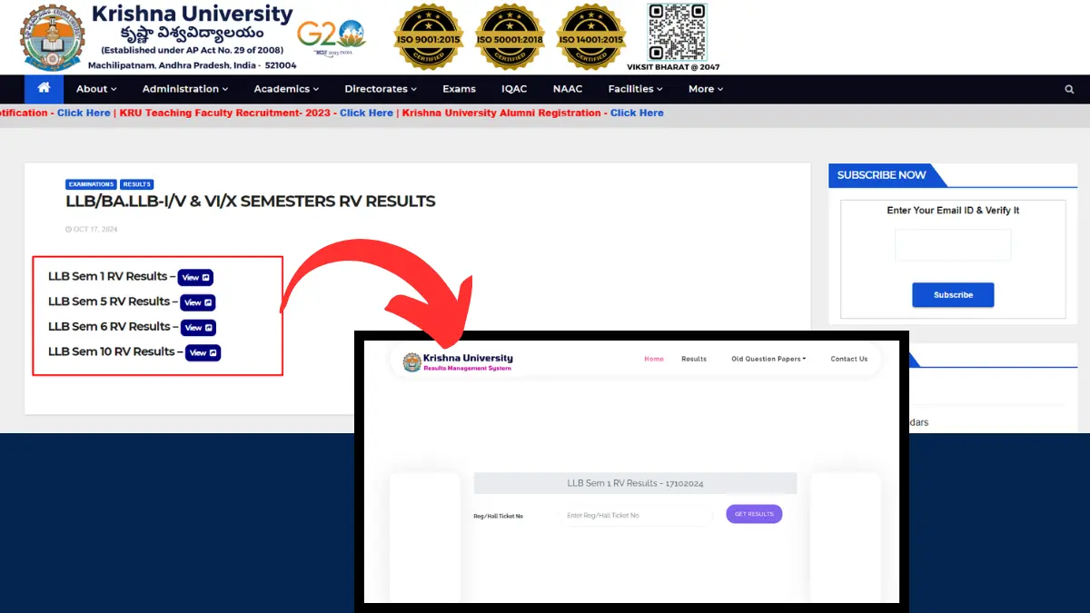 Krishna University LLB Result 2024