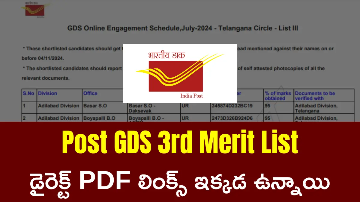 Post GDS 3rd Merit List